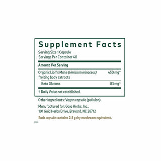 Lion's Mane Mushroom - 60 Capsules | Gaia Herbs