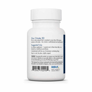 Zinc Citrate 50 - 60 Capsules | Allergy Research Group