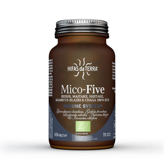 Mico-Five (Reishi, Shiitake, Maitake, Agaricus Blazei Murill Mushroom & Chaga Extracts) - 70 Capsules | Hifas da Terra