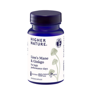 Lions Mane & Ginkgo - 30 Capsules | Higher Nature