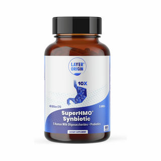 SuperHMO Synbiotic (5 Human Milk Oligosaccharides + Probiotics) - 60 Capsules | Layer Origin