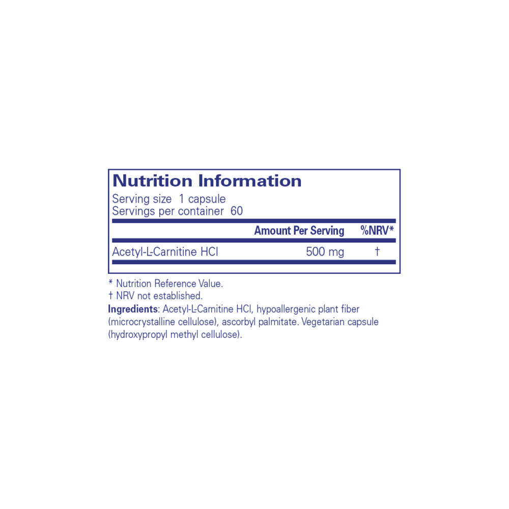 Acetyl-L-Carnitine | 60s | Pure Encapsulations | Supplement Hub UK Acetyl-L-Carnitine | 60s | Pure Encapsulations | Supplement Hub UK